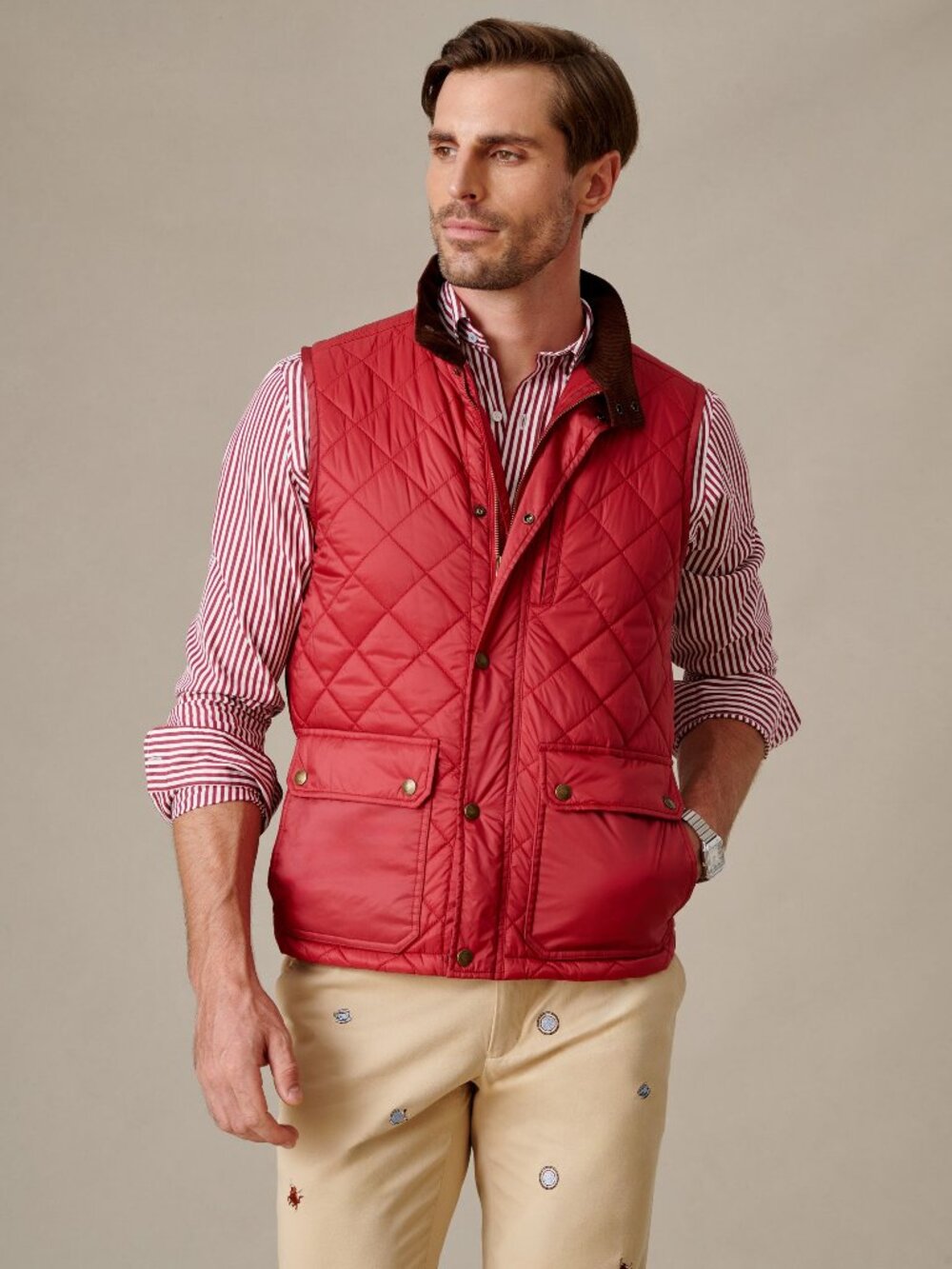 J McLaughlin Nicholas Quilted Vest - Deep Claret NEW